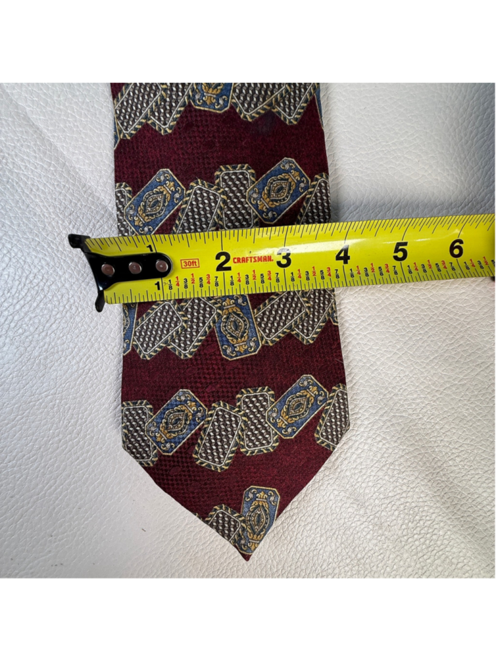 Metropolitan Museum of Art Mens Silk Tie Playing Cards Burgundy Vintage 4” Wide